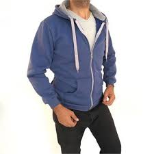 Xhall Erkek Fermuarli Kapsonlu Sweatshirt Mavi Kapsonlular Mavi Erkek Sweatshirt