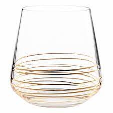 glass tumbler with gold spiral glas becher wasserglas
