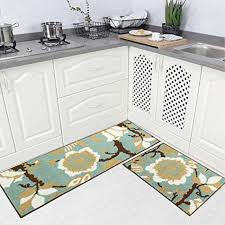 Cleaning up the rubber floor mats is very easy. Homcomoda Kitchen Rugs And Mats Sets 2 Piece Runnners Non Slip Rubber Backing Floor Mat Floral Doormats Machine Washable 1827 1847 Inch Walmart Com Walmart Com