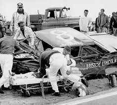 You can't watch a nascar race without seeing at least one crash. Joe Weatherly On A Stretcher After His Fatal Crash January 19 1964 At Riverside Motor Trend 500 At Riverside Cali Nascar Crash Nascar Race Cars Nascar Wrecks