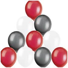 Swap out white light bulbs for colored ones to create a unique effect, especially for holidays with strong color associations. 12 X 60 Red Black White Helium Balloons Casion Poker Colour Theme Party Decor Balloons Home Garden