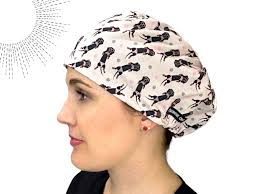Euro Weenies in Bikins Scrub Cap, Optional Satin Lining, Dachshund Hound  Dog Surgical Scrub Hat for Women, European Weiner Dog Scrub Cap