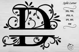Monogram font svg eps dxf and png digital files for crafters. Letter D Split Monogram Letter D Floral Alphabet Svg Png 1322175 Monograms Design Bundles