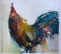 Suluboya Horoz Calismam Painting Art Rooster