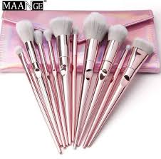 Maange pro 18 color shimmer glitter eye shadow powder matt eyeshadow cosmetic makeup brochas maquillaje pinceaux maquillage hot. Buy Maange 10 Piece Makeup Brush Set Metal Pink With Pouch Online From Cloudshopbd Com