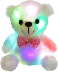 Bstaofy Wewill Glow White Teddy Bear Stuffed Animal Led Colorful Night Light Plush Toy Soft Flop Teddy Bear Stuffed Animal Bear Stuffed Animal White Teddy Bear