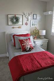 Red Gray Christmas Bedding Idea With Snowflake Pilow And Plush Animals Christmas Room Decor Christmas Decorations Bedroom Christmas Bedroom