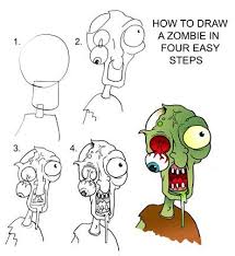 First, draw a circle for the skull and a rectangle for the jaw. Drawing Zombies Daryl Hobson Artwork How To Draw A Zombie Step By Step Zombie Drawings Scary Drawings Zombie Drawing Easy