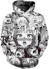 Buy Cosplay Life Ahegao Hoodie Black & White (2XL) at Amazon.in