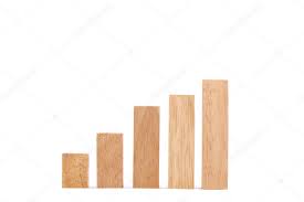 Stock Market Chart With The Wood Game Jenga Stock Photo