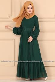 Modaselvim Elbise Balon Kol Sifon Elbise 5190ay342 Zumrut Sifon Elbise Elbise The Dress