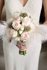 46 Great Gatsby Inspired Wedding Dresses And Accessories Feather Wedding Gatsby Wedding Theme Pretty Wedding Bouquet