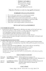 Waiter Resume Sample Ipasphoto