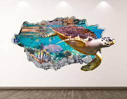 Ships from and sold by fair trade haiti. Turtle Wall Decal Animal Ocean 3d Smashed Wall Art Sticker Etsy