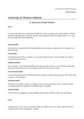 This condition might be feeble or light, but these side effects must never be overlooked. Week 1 Six Dimensions Of Health Worksheet Six Dimensions Of Health Worksheet Sci 163 Version 4 1 University Of Phoenix Material Six Dimensions Of Course Hero