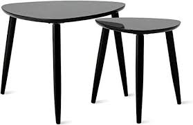 Best Seller Taohfe Nesting Table Coffee Tables Living Room End Side Tables Sturdy Environmental Material Durable Triangle Nesting Table Set Set 2 Black Online In 2020 Black Coffee Tables Table