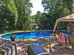 Above Ground Pool Installation Photos The Pool Factory Pool Landscaping Backyard Pool Landscaping Backyard Pool
