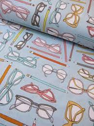 Type Retro Eyeglasses And Pencils Print By Julia Rothman For Etsy Cotton Quilting Fabric Windham Fabrics Quilt Shop