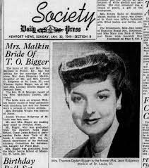 Marriage of Jeanne Ridgway & Thomas Bigger