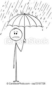 Storm cloud png area black and white clip art. Vector Cartoon Of Man Or Businessman Standing In Rain Or Storm And Holding Umbrella Vector Cartoon Stick Figure Drawing Canstock