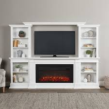 Customize the fire display with adjustable brightness settings. 107 Monte Vista White Tv Stand Electric Fireplace