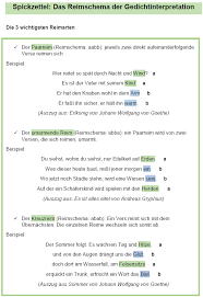 Dazu befinden sich auf dem arbeitsblatt passende beispiele für die bekanntesten reime. Deutsch Lernen Das Reimschema Der Gedichtinterpretation