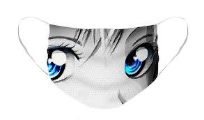 What is the use of an anime eye mask? Anime Girl Eyes 2 Black And White Blue Eyes Face Mask For Sale By Tony Rubino