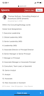 The top level position in accenture corporate hierarchy is that of the partner or the associate partner. How Accurate Is This Quora Response Regarding Employee Levels At Accenture Accenture