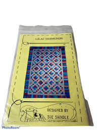 Lilac Diamonds Pieced Quilt Pattern by Sue Swindle 4 size Lap to King