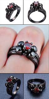 Halloween Skull Ring Anel For Women Men Ruby Sapphire Jewelry Wedding Rings Gothic Wed Gothic Jewelry Rings Gothic Wedding Rings Gothic Accessories Jewellery