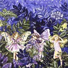 Michael Miller Fabric Night Fairies Starry Sky Flower Fairies Michael Miller Fabric Periwinkle Fairy