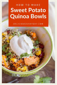 These Sweet Potato Quinoa Bowls Are Quick Healthy And Delicious Vegetarian Meals And They Re P In 2020 Quinoa Bowl Recipe Quinoa Sweet Potato Vegan Dinner Recipes