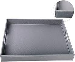 (151) total ratings 151, £52.95 new. Hofferruffer Ostrich Faux Leather Rectangular Decorative Serving Tray With Handles For Coffee Table Breakfast Tea Food Butler Grey Ostrich Pu Leather 17 7 X 13 8 X 2 Inches Amazon Co Uk Home Kitchen