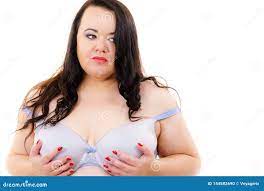 Big woman wearing bra stock photo. Image of touch, chubby - 144582690