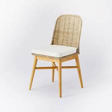 Juniper Woven Dining Chair With Cushion Natural Threshold Designed With Studio Mcgee Target 25 w giordana dining chair modern cutout back white fabric tapered wooden legs.