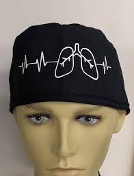 Lungs Ekg Hybrid, Ponytail , Mens,surgeon Cap, Bouffant, Pixie Scrub Caps
