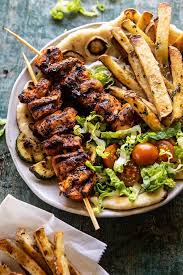 Chicken Souvlaki Bowls With Garlic Fries Half Baked Harvest Recipe In 2021 Chicken Souvlaki Garlic Fries Recipes