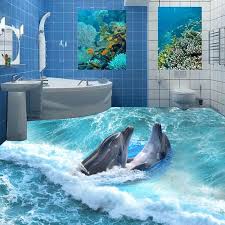 Made from square tiles in different sizes and colors, the bath's mosaic floor is a fresh update on a classic checkerboard pattern. Customized Any Size Floor Wallpaper 3d Stereoscopic Dolphin Ocean Bathroom Floor Mural Self Adhesive Waterproof Floor Wallpaper Floor Wallpaper Floor Wallpaper 3dwallpaper 3d Aliexpress