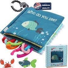 Help baby to learn & begin story time with a soft fabric book featurin. Amazon Com Sea Animal Fabric Cloth Book Soft Baby Books Fishy Tails Soft Activity Crinkle Book Toys For Early Education For Babies Toddlers Infants Kids With Teether Ring Gift Box Teething Book Baby