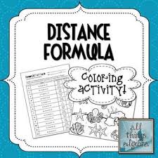 Distance Formula Coloring Activity Distance Formula Color Activities Teaching Mathematics