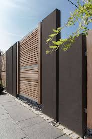 Sichtschutz Garten Holz Beton Warm Modern Clean Modernes Zaun Design Sichtschutz Garten Holz Vorgarten Ideen
