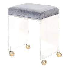 That vanity stool was surely chosen by this movie's set designers for maximum impact. Lucite Vanity Stool With Upholstered Seat And Wheels Clear Home Design