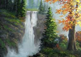 Pemandangan air terjun merupakan keindahan alam yang dapat dipersepsikan melalui panca. 90 Lukisan Dan Gambar Pemandangan Alam Yang Indah Menakjubkan
