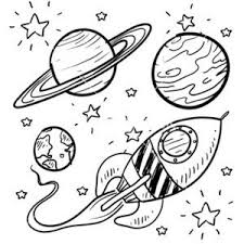 Doodle Space Planets Rocket Ship Stars Explore Vector Planet Drawing Space Drawings Space Coloring Pages