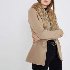 The standard pea coat is always navy's blue 3346, which looks very close to black, and is made from medium to heavy wool. Camel Faux Fur Collar Pea Coat From River Island On 21 Buttons