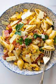 Creamy Bacon Corn Pasta Simply Delicious Recipe Yummy Pasta Recipes Broccoli Pasta Recipe Recipes