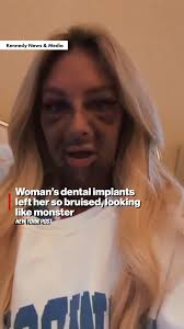 Woman's dental implants left her so bruised and looking like a monster.