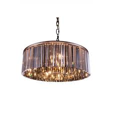 Elegant Lighting Sydney 10 Light Polished Nickel Chandelier With Silver Shade Grey Crystal 1208g43pn Ss Rc The Home Depot