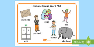 For show and tell letter e i've got plenty of words that begin with e. Initial E Phonics Words Word Mat Primary Resources
