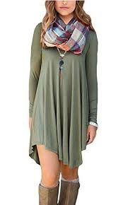 Dearcase Women S Long Sleeve Casual Loose T Shirt Dress Shirt Dress Fashion Cap Dress